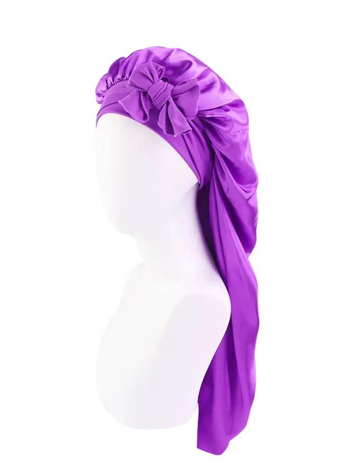 Bonnet Long en Satin doux et soyeux pour femmes, cheveux naturels et bouclés, bonnet de cheveux de t