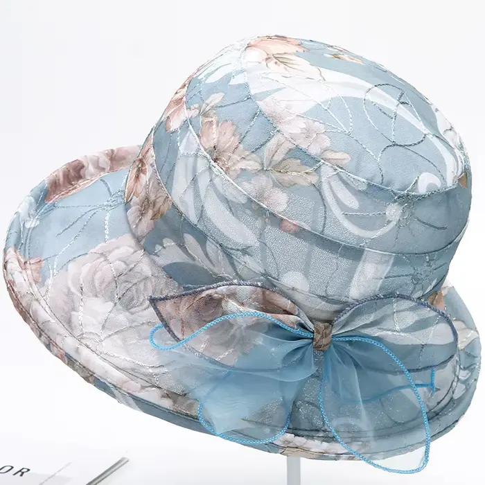Chapeau de soleil tendance pour femme avec nœud, large bord respirant, léger, protection UV, chapeau