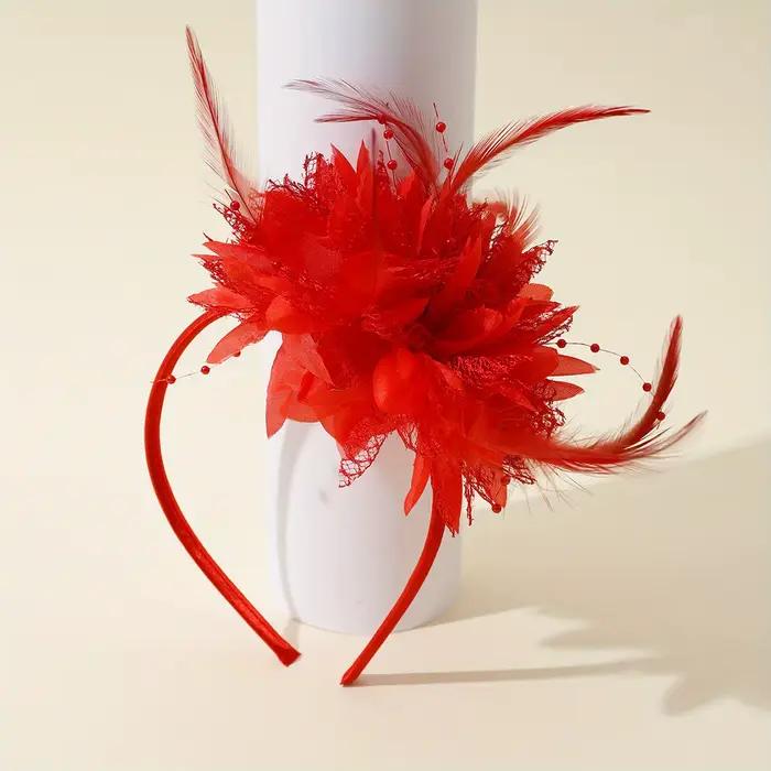 Bandeau à fleurs en plumes, accessoire de cheveux élégant pour fête d'halloween, diadème de mariée e