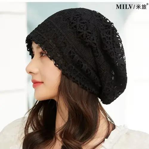 Bonnets fins en dentelle pour femmes, crânes à fleurs de créateurs, foulard, chapeau d'automne, dern