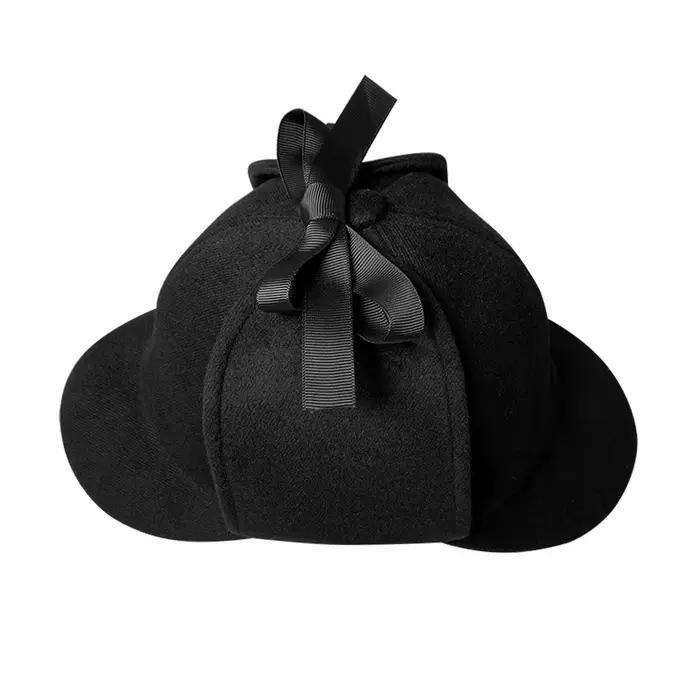 Chapeau Sherlock Holmes Deerstalker unisexe de style britannique pour l'automne et l'hiver, mélange 