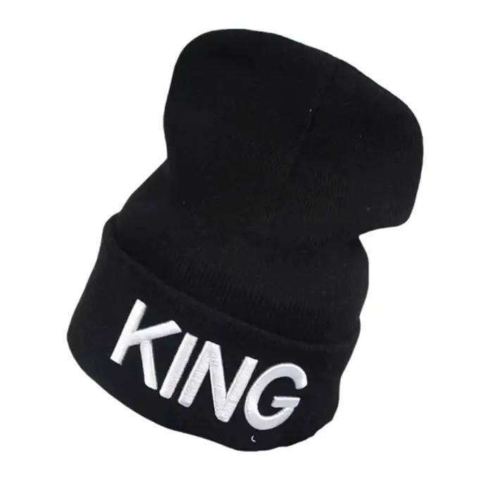 Nouveau Style roi Stretch tricot chapeau reine broderie hommes et femmes Couples automne hiver chale