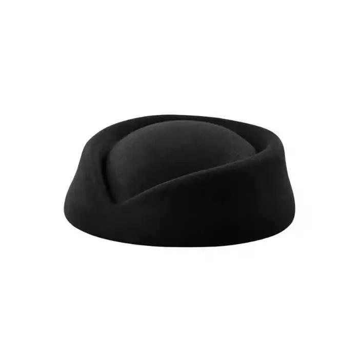 Bérets noirs à dessus plat Style Hepburn pour femmes, chapeau d'hôtesse d'aviation français haut de 