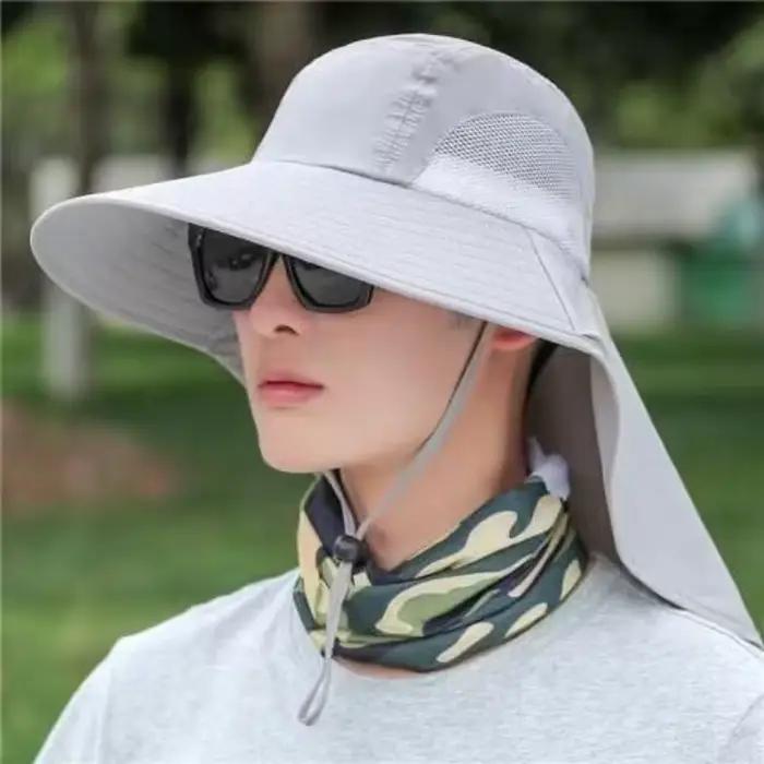 Chapeau de soleil à large bord avec protection du cou pour hommes et femmes, réglable, protection UP