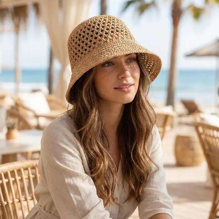 Chapeau de soleil élégant pour femme, chapeau de protection solaire d'extérieur respirant, chapeau b