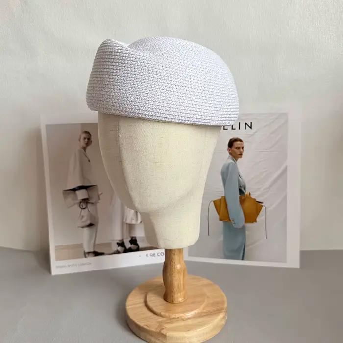 Nouveau Chapeau d'été vintage en paille de papier pour femme, Fascinator de cérémonie, Chapeau d'hôt