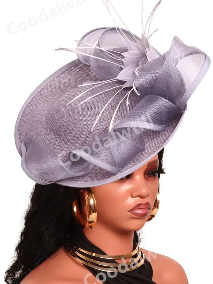 Mode nouvelle plume fleur Fascinator chapeau élégant femmes fête thé casque Femme course charmant pi