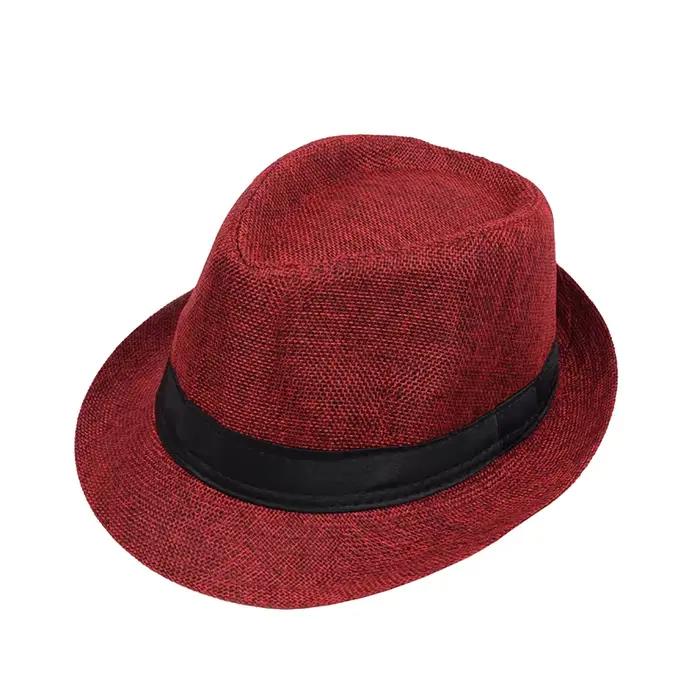 Chapeau Jazz Style Britannique en Lin Couleur Unie pour Hommes et Femmes, Chapeau de Soleil à Bord R