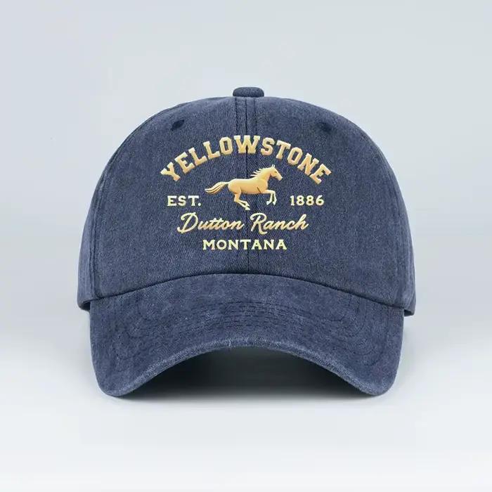 Casquette de baseball délavée avec imprimé cheval Yellowstone, légère, respirante, réglable, unisexe