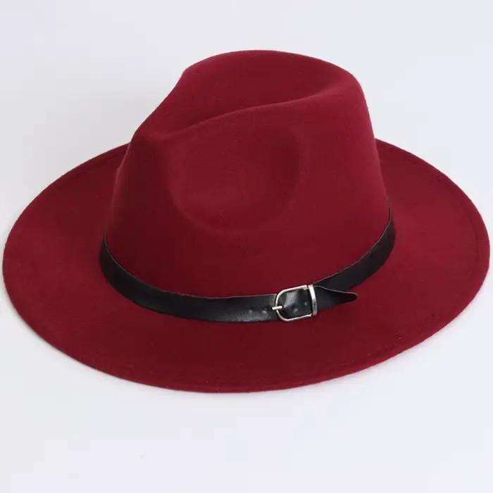 Nouveau Chapeau Fedora Classique Vintage à Large Bord avec Ceinture, en Feutre Doux, Style Britanniq