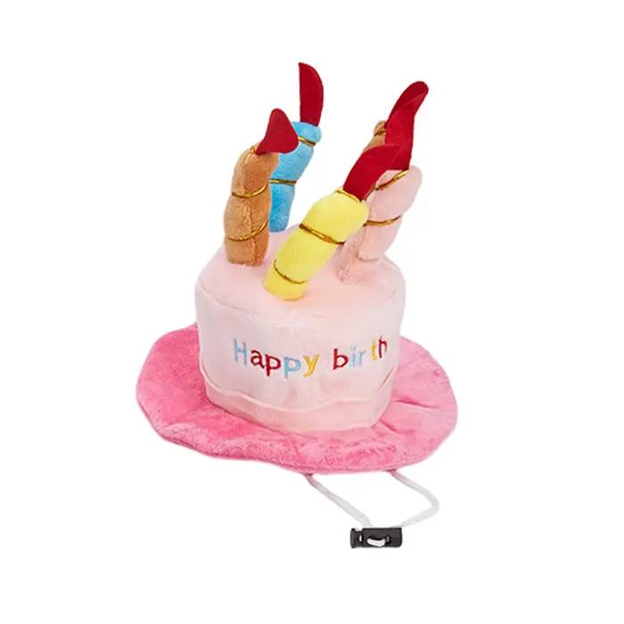 Chapeau d'anniversaire pour animaux de compagnie, jouet pour chats et chiens, design gâteau et bougi