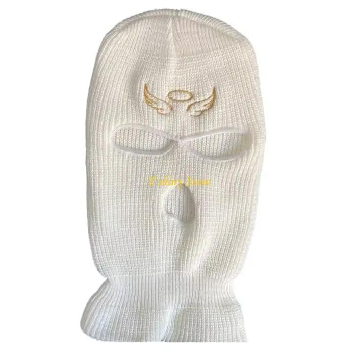 Chapeau en corne bœuf fait à main, couleur blanc tricoté, doux, chaud, chaud, cadeaux d'halloween po