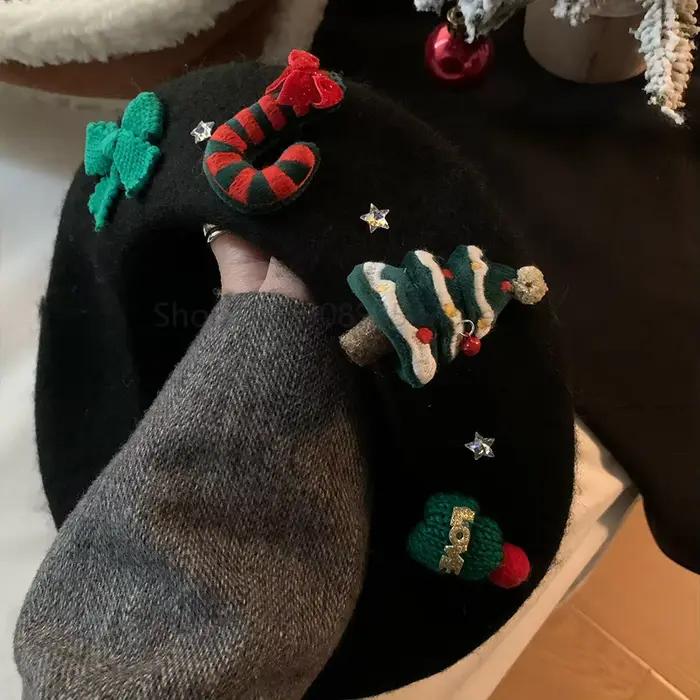 Chapeau français classique pour adultes, casquette ample, cadeaux de noël, béret en laine rouge, cha