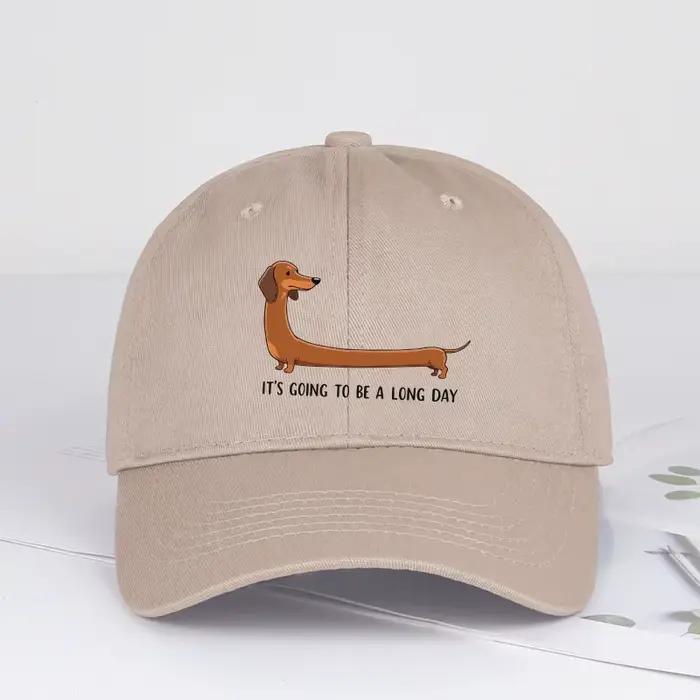 Casquette de baseball imprimée Fun Dachshund « Long Day » – Réglable, protection solaire, style stre