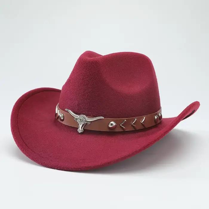Nouveaux chapeaux de cowboy western en feutre de laine pour hommes et femmes, tendance et polyvalent