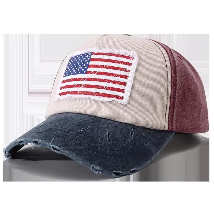 Casquette de Baseball brodée drapeau américain, nouveau styliste, os masculin, Vintage, 5 panneaux, 