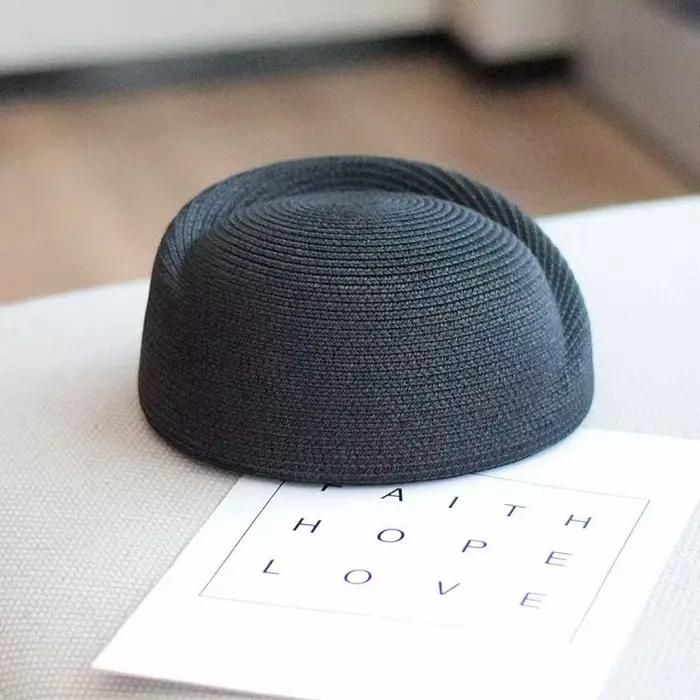 Béret en paille d'été en papier, casquette de soleil Fedora pour femmes, pilulier d'hôtesse, chapeau