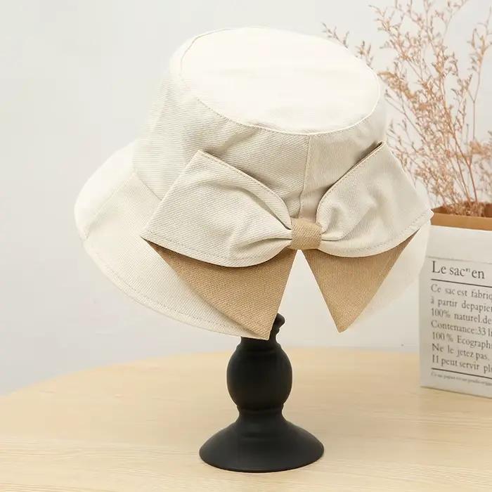 Chapeau seau pour femmes, avec nœud, à la mode, mignon, Kawaii, doux, pour vacances d'été, voyage, g
