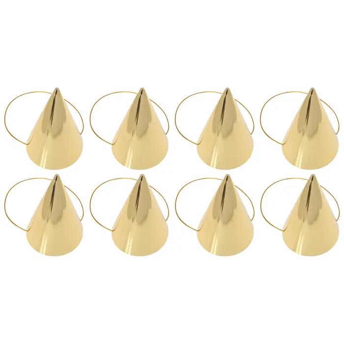 8 chapeaux d'anniversaire en papier en forme de cône, thème doré, accessoires amusants pour adultes,