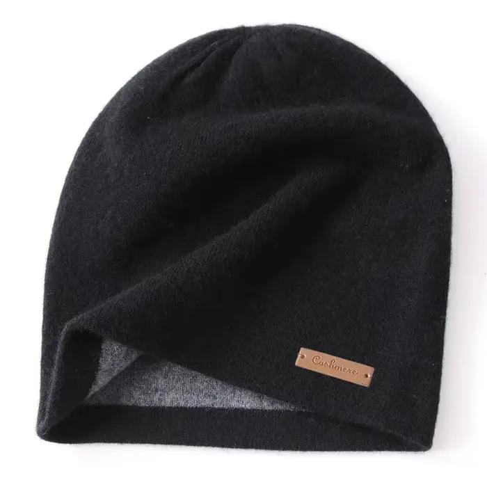 Chapeau de luxe en cachemire pur haut de gamme, unisexe, tricoté, Double couche, épais, chaud, Prote