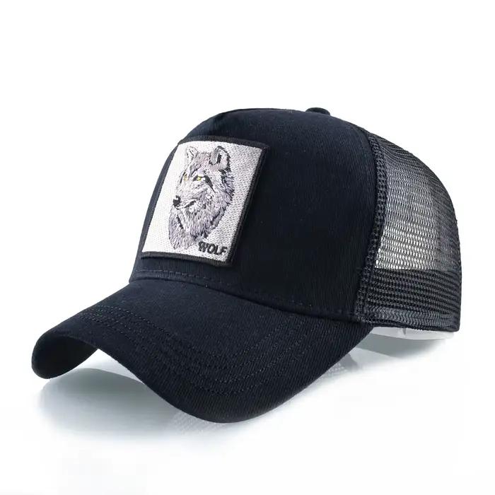 Casquette de Baseball avec Patch de loup brodé pour hommes, chapeau de Baseball à rabat, quatre sais