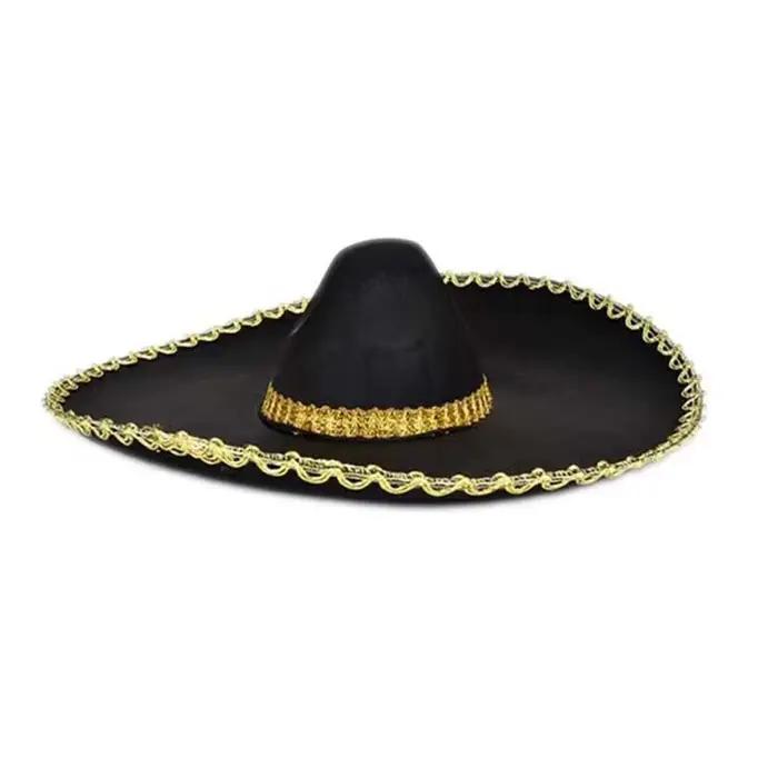 Chapeau Sombrero de Style ethnique à bord roulé, respirant, grand chapeau de soleil pour Cosplay, ca
