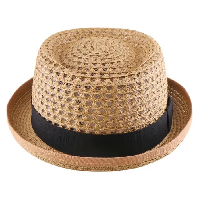 Chapeau d'été en paille unisexe léger et classique avec maille respirante pour homme