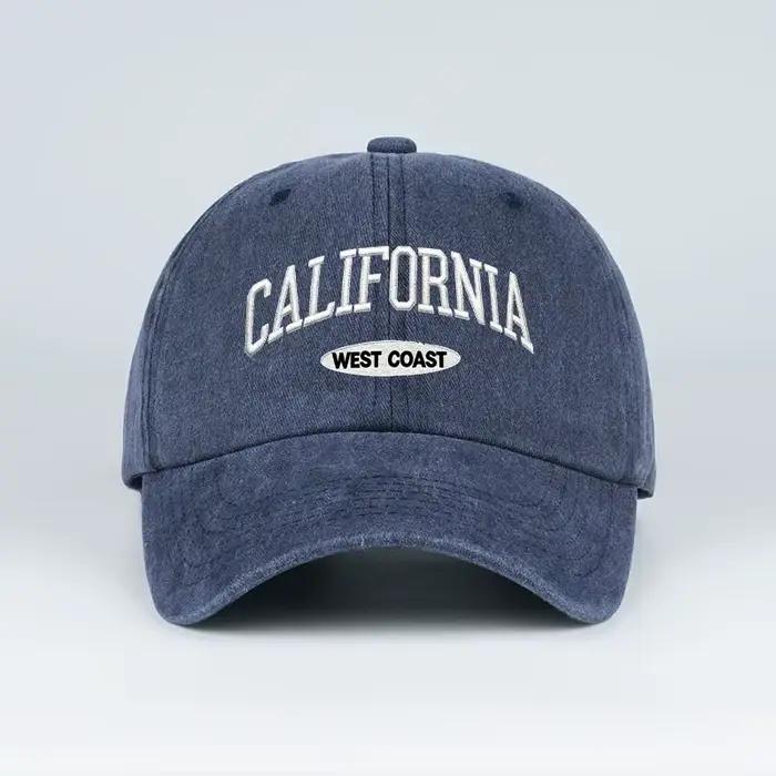 Casquette de baseball brodée vintage délavée style Californie et côte ouest |   Chapeau de soleil dé