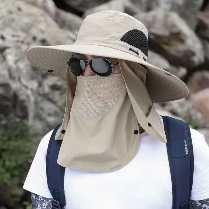 Nouveau Chapeau de Pêche Intégral Anti-UV avec Masque Intégré, Protection Solaire pour l'Été, Chapea