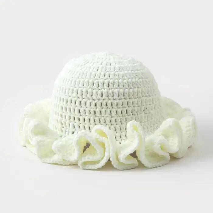 Chapeau bob coloré en crochet à volants, bonnet chaud en tricot extensible, pour la fête du Nouvel A