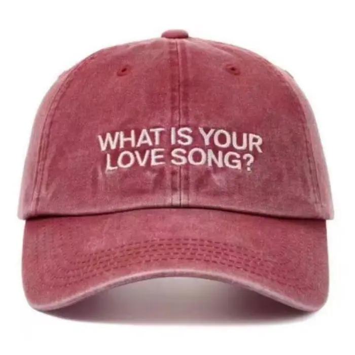 1 casquette Kpop brodée tricotée « What Is Your Love Song » pour femme, casquette de concert, casque