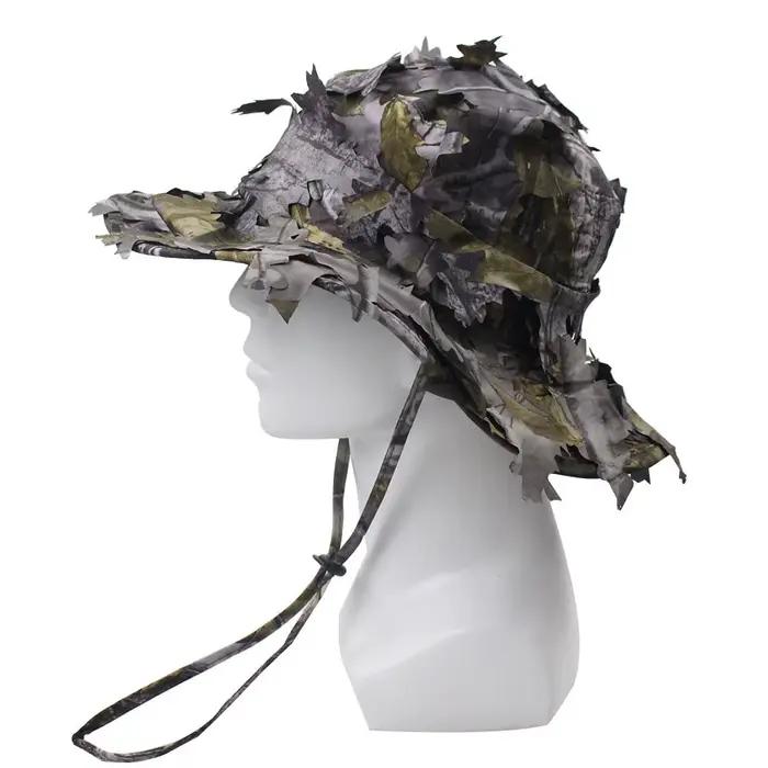 Chapeaux Boonie de Camouflage pour hommes, casquette tactique de Camouflage feuilles 3D, casquettes 