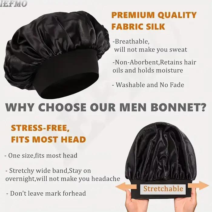 Bonnet en Satin de soie pour cheveux, Bonnet de sommeil, grande bande souple et large pour tresses d