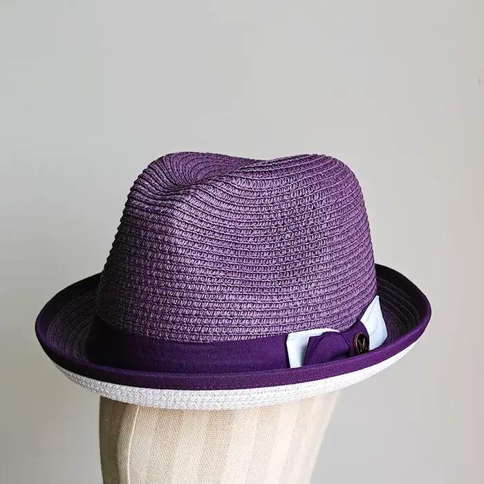Chapeau de paille trilby classique pour hommes, casquette de soleil cubaine, chapeau d'été à bord co