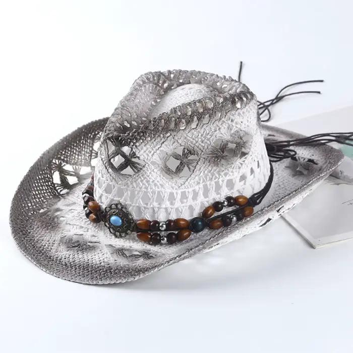 Chapeau de paille rétro espagnol style cowboy pour hommes et femmes, nouveau chapeau Panama respiran