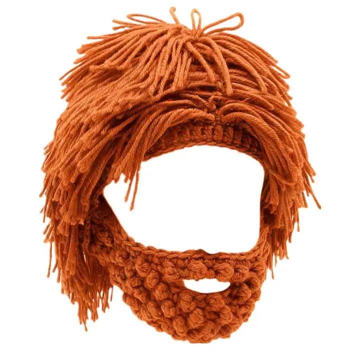 Bonnet tricoté de style Punk, perruque drôle, chapeaux tricotés avec barbe, Hobo Mad Scientist Hip H