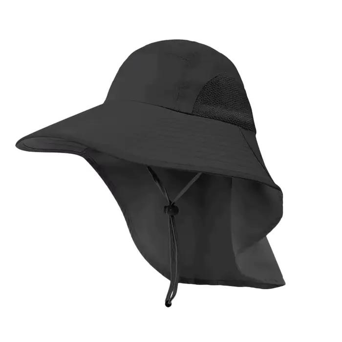 Chapeau de soleil à large bord avec protection du cou pour hommes et femmes, réglable, protection UP