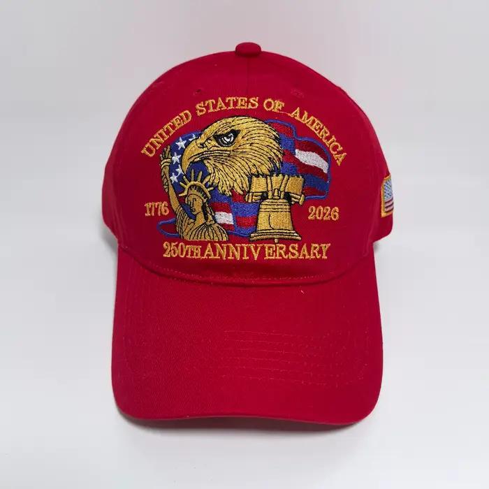 Casquette de baseball américaine pour le 250e anniversaire avec broderie du drapeau - Chapeau de sol