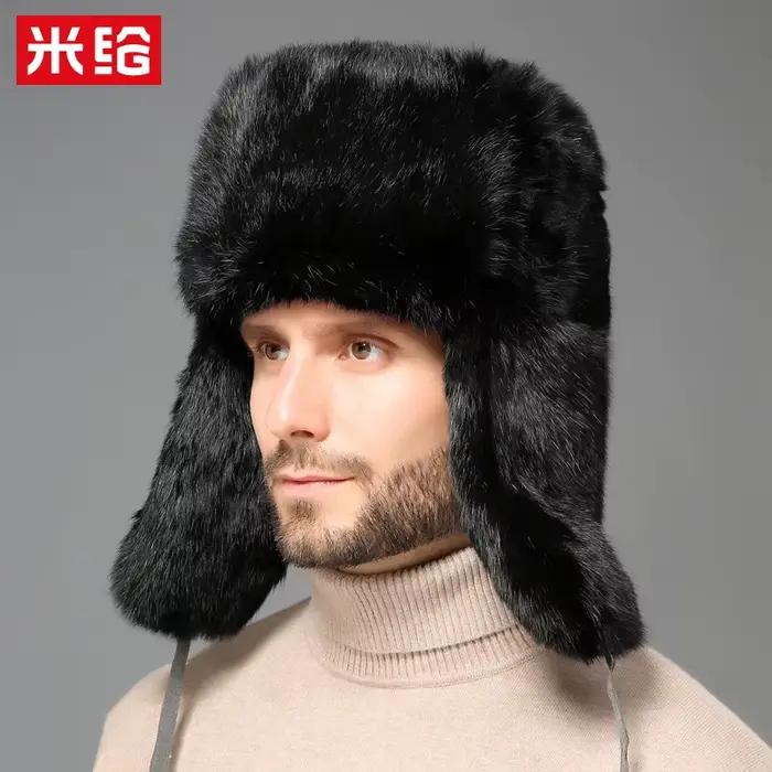 Chapeau de trappeur pour hommes, chapeau d'hiver russe Ushanka avec oreillettes en fausse fourrure d