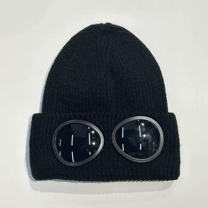 Hiver chaud Beanie chapeaux femmes hommes hiver coupe-vent lunettes tricoté Ski masque casquette en 