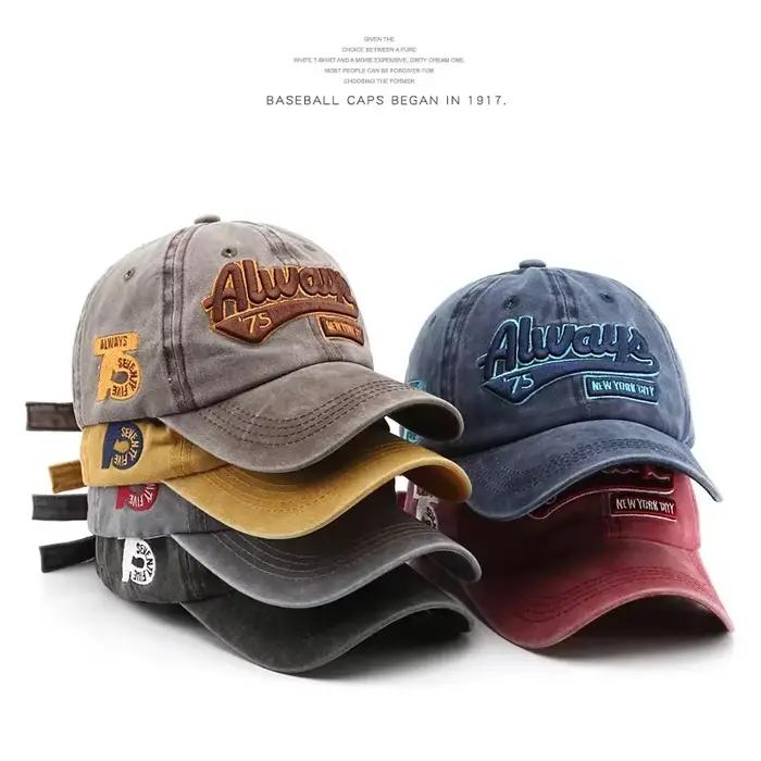 Casquette de Baseball pour hommes et femmes, chapeau à rabat avec lettres brodées, Vintage, en coton