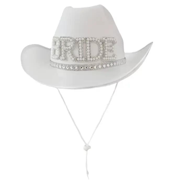 Chapeau Cowgirl avec lettres mariée, nouveauté, chapeau à Large bord, chapeau plage d'été, chapeau C