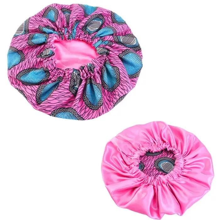 Bonnet en Satin Double couche imprimé floral pour femmes, en tissu à motif africain, Bonnet de somme