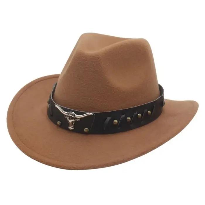 Chapeau de cowboy western vintage clouté style ethnique à large bord, chapeau de cowgirl, chapeaux F