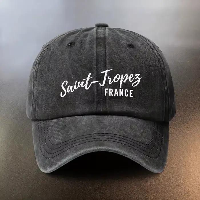 Casquette St. Tropez à imprimé français délavé, casquette de baseball anti-UV pour les sorties quoti