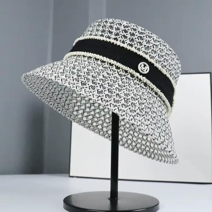 Chapeau de mode pour femmes, pare-soleil creux et respirant, chapeau tissé de Style pêcheur britanni