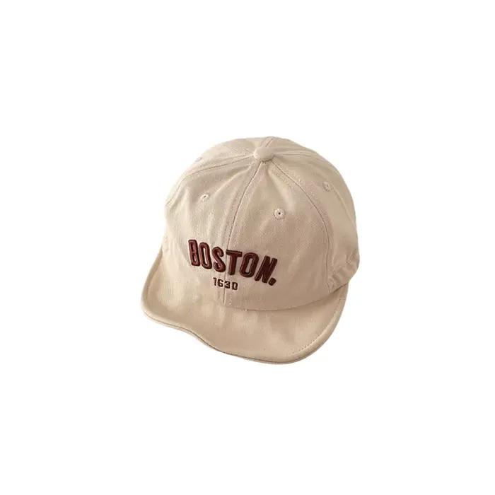 Casquette de baseball vintage brodée pour bébé, visière courte, couleur unie, lettre, casquette de b