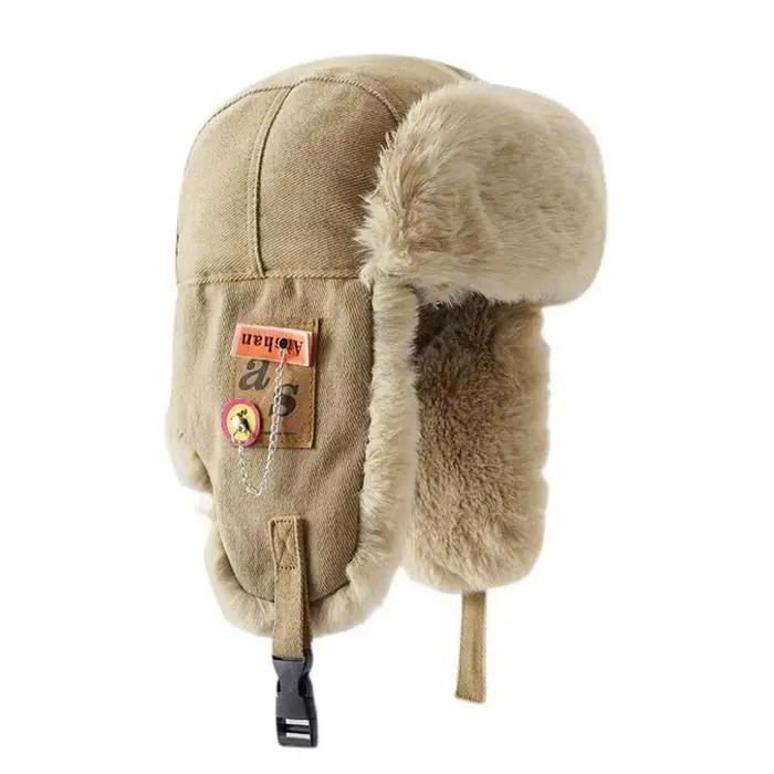 Chapeau en fausse fourrure de Style russe, chapeau de trappeur d'hiver, épais et chaud, oreillettes,