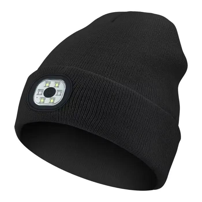 Bonnet LED avec lumière unisexe chaud chapeau d'hiver unisexe chapeau LED avec lampe de poche bonnet