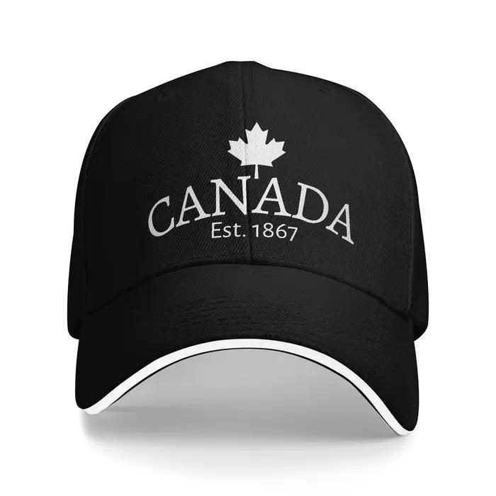 Whtie Canada Est. Casquette de baseball 1867 avec petit motif feuille d'érable Canada, casquette de 